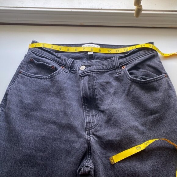 Abercrombie Fitch Curve Love 90s Relaxed Jeans Woman 31 Black Criss Cross Waist - Picture 10 of 15